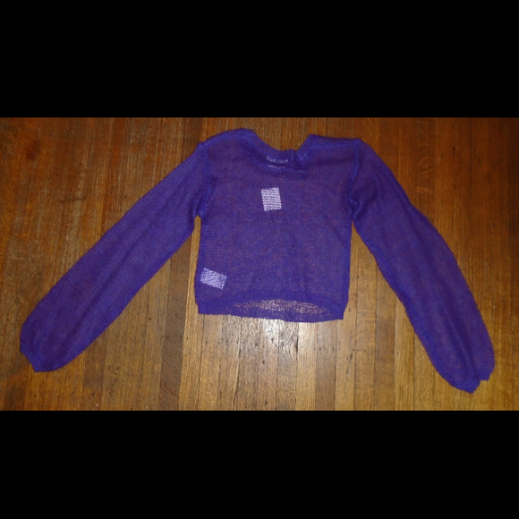 Urban Outfitters Purple Mesh Sweater Crop Top - Picture 2 of 4